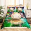 TAKOLI Axolotl Bedding Set 220 x 240 cm, Soft Microfiber 3D-Print Salamander Design, 3-Piece, Marine Reptiles and Fish, Duvet Cover with 2 Pillowcases 80 x 80 cm, Zipper Closure view 4