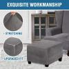 Stretch Square Ottoman Cover, Velvet Footstool Slipcover view 2