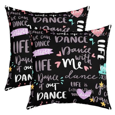 Hippie Graffiti Pillow Covers 45 x 45 cm, Set of 2, Dance Life