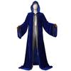 Unisex Full-Length Hooded Velvet Cape, Blue, 3XL view 4