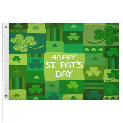 Clovers Happy St. Patrick's Day Flag, 9.1 x 1.52 m, Outdoor Garden Flag