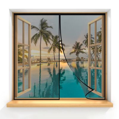 Black Magnetic Insect Screen Curtain 165 x 190 cm
