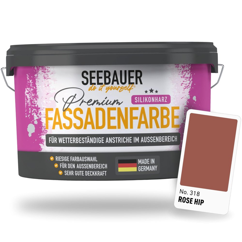 SEEBAUER diy Silicone Resin Exterior Paint Red 2.5 L, No. 318 Rose Hip