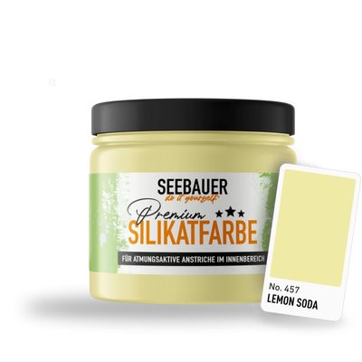 SEEBAUER DIY Silicate Paint Yellow 300 ml for Interior Use (No. 457 Lemon Soda), Breathable Mineral Paint for Allergy Sufferers, Washable Wall Paint, High Coverage