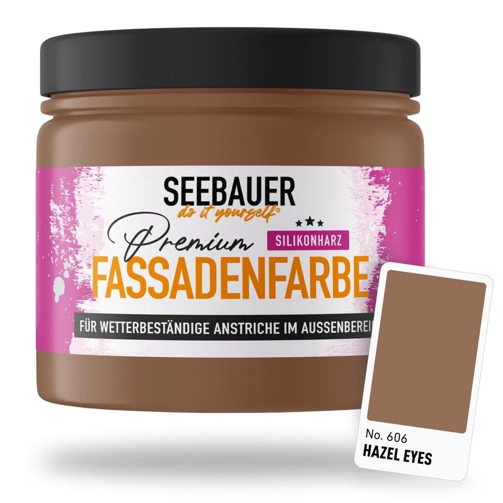 SEEBAUER DIY Silicone Resin Exterior Paint, Brown, 300 ml, No. 606 Hazel Eyes