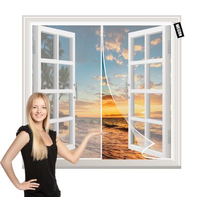 White Magnetic Window Insect Screen, 60 x 80 cm, No Drilling
