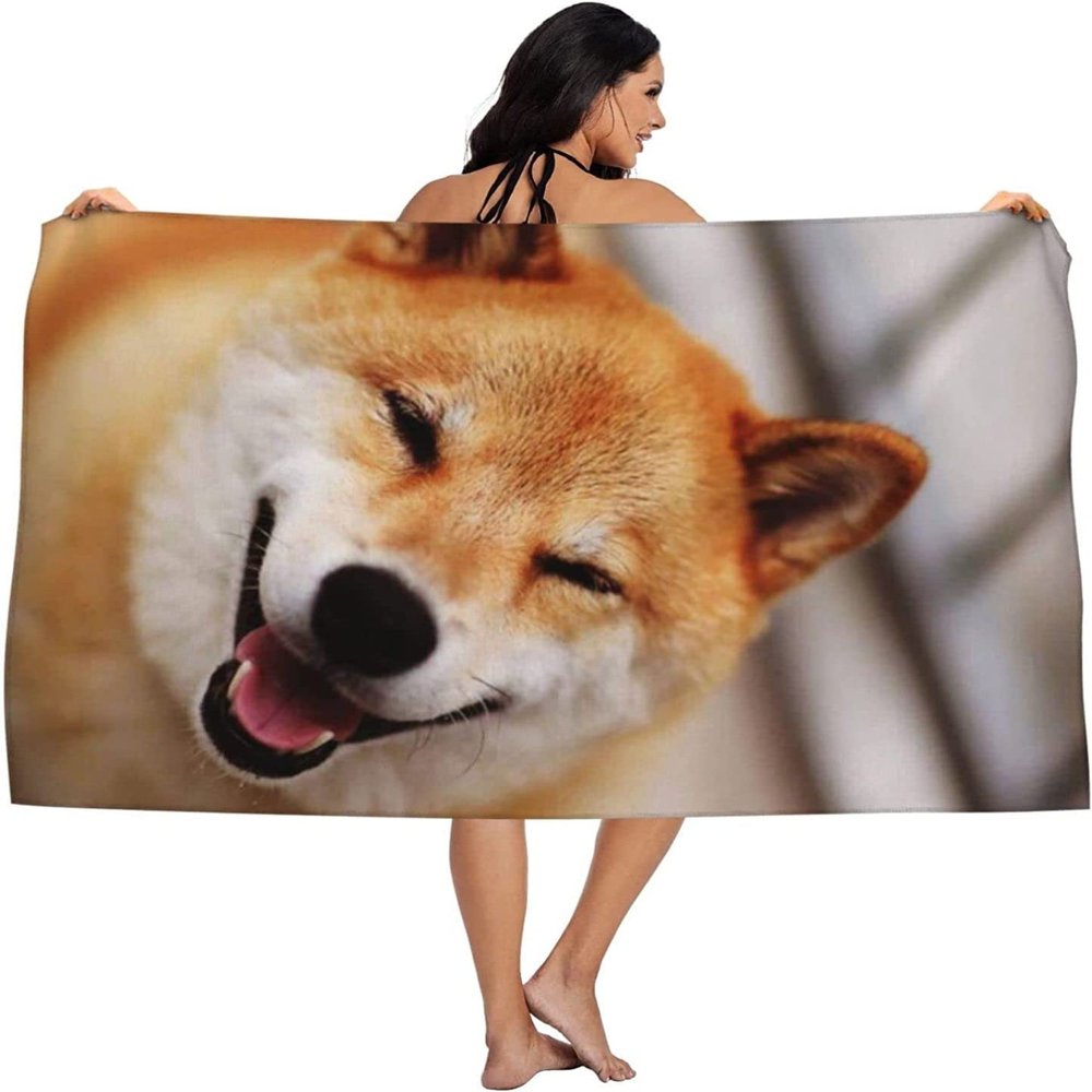 EMENZA Shiba Inu Beach Towel, 80 x 160 cm, Microfiber
