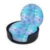 TOPUNY Gold Mermaid-Scale Leather Coasters, 6-Piece Set with Storage Box view 2