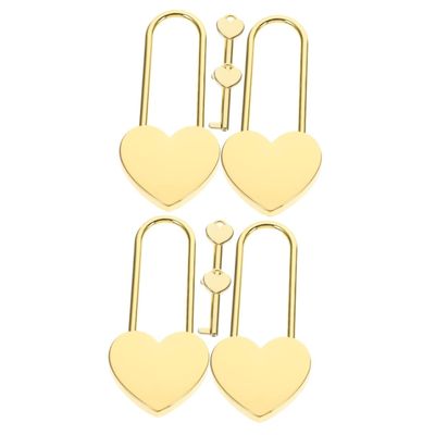 Toyvian 4-Piece Heart-Shaped Padlock Set with Keys