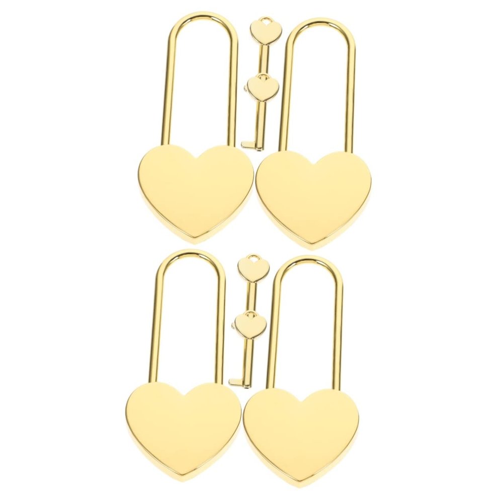 Toyvian 4-Piece Heart-Shaped Padlock Set with Keys