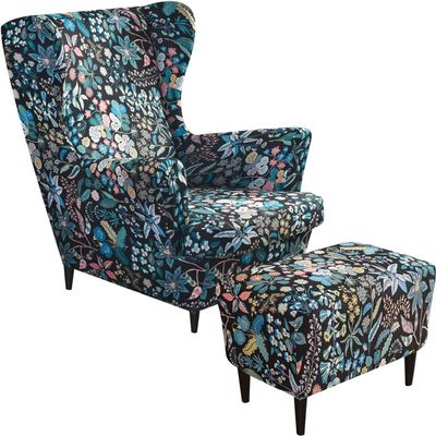 Wingback Chair Slipcover with Ottoman Cover, 3-Piece Set