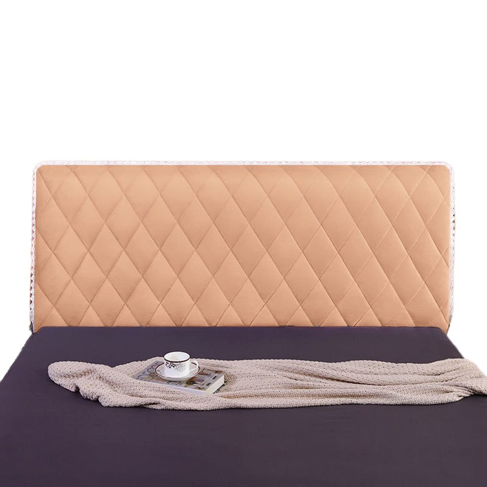 YOPOIY Stretch Polyester Headboard Cover, Solid-Color Slipcover for Full/Queen/King Beds, Dark Yellow, 120 cm/47 in