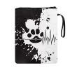 COEQINE Black and White Book Sleeve with Zipper and Cute Paw Pattern view 2