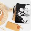 COEQINE Black and White Book Sleeve with Zipper and Cute Paw Pattern view 4