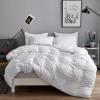 Freyamy Seersucker Duvet Cover Set, 200 x 200 cm, White, Textured Stripe view 1