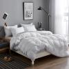 Freyamy Seersucker Duvet Cover Set, 200 x 200 cm, White, Textured Stripe view 2