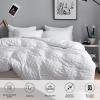 Freyamy Seersucker Duvet Cover Set, 200 x 200 cm, White, Textured Stripe view 3