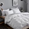 Freyamy Seersucker Duvet Cover Set, 200 x 200 cm, White, Textured Stripe view 4