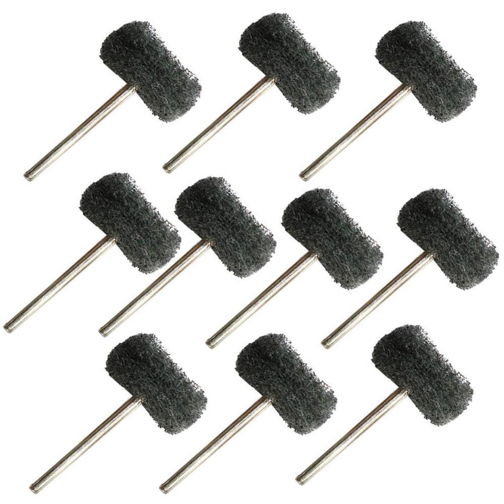 10-Piece 1-Inch (25 mm) Cotton Abrasive Disc Set, Wool Felt Polishing Brushes with 1/8-Inch Shank, P400 Scouring Pads