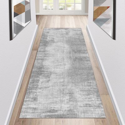 Siunwdiy Gray Washable Non-Slip Runner Rug, 110 x 160 cm