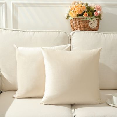 Stellhome 2-Pack Soft Velvet Pillow Covers, 55 x 55 cm, Cream