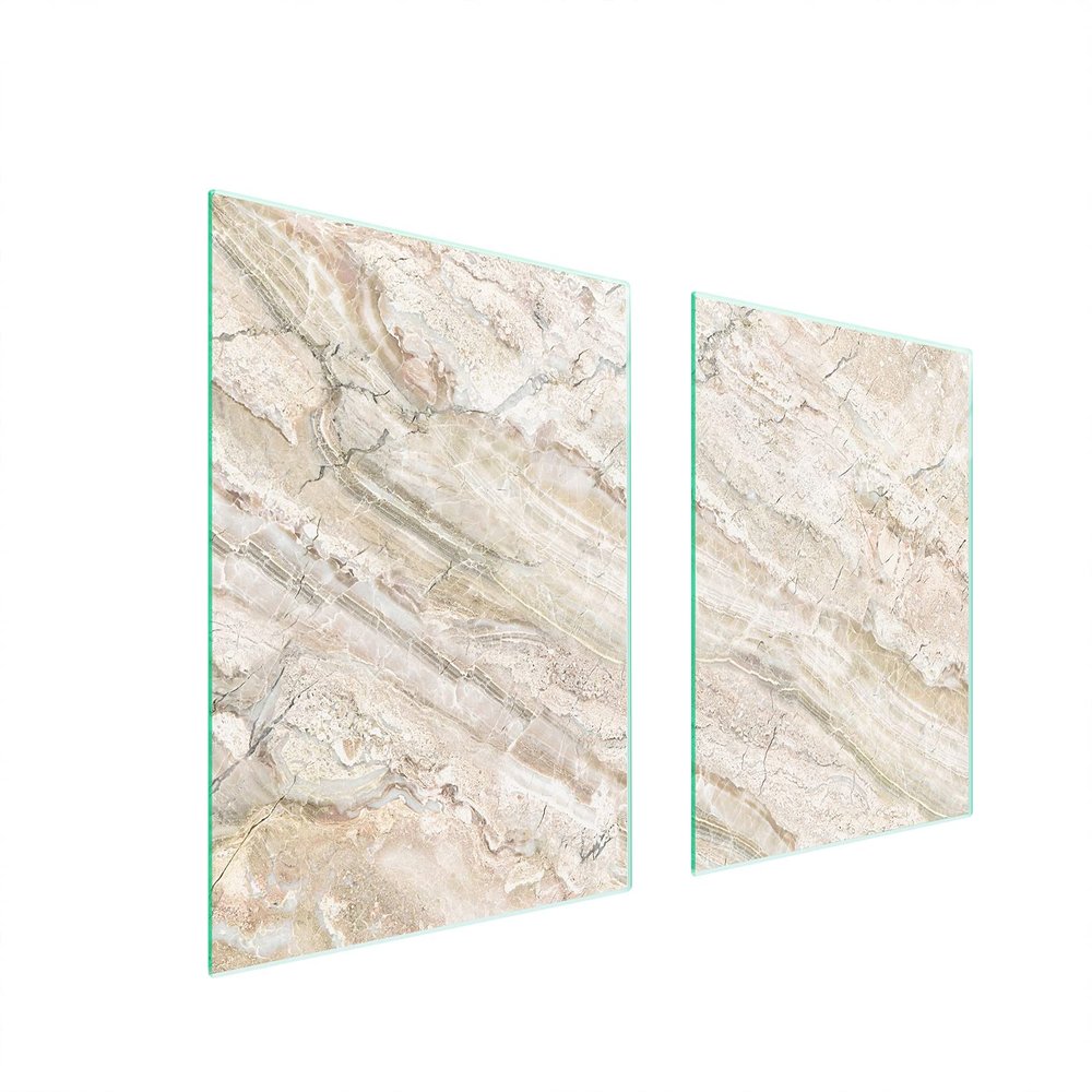 DarHaus 2-Piece Glass Stovetop Covers 85 x 52 cm, Marble Beige