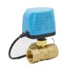 Motorized 3-Way Brass Ball Valve, 24 VDC Normally Open, 1.25 in, 2-Wire view 3