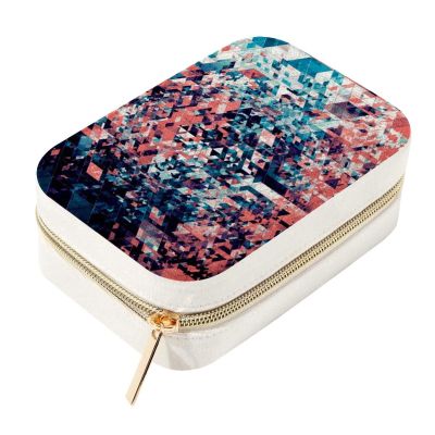RODAILYCAY Abstract Watercolor Jewelry Box with Metal Zipper, Velvet Jewelry Storage Case, 5.6 x 15.5 x 10.4 cm