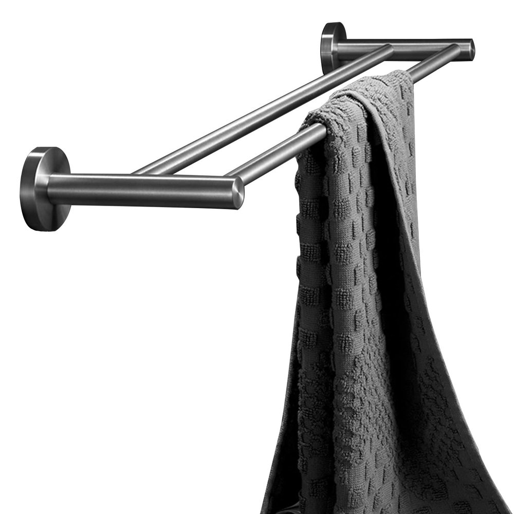 Round Stainless Steel Towel Bar, Brushed Silver Finish, Wall-Mounted, 80 cm