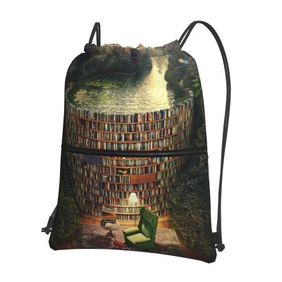 Outdoor Drawstring Backpack with Zipper Pockets, 15.3 x 18 in / 39 x 46 cm (L x H)