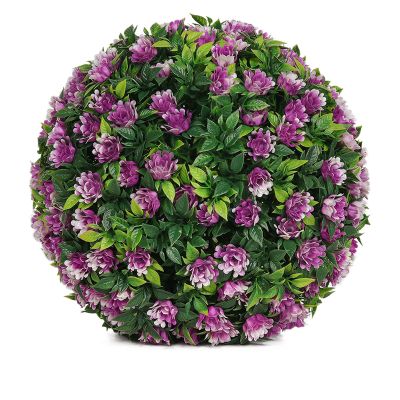 DAZZLEEX Landscaping Grass Ball, Artificial Rose Flowers, Topiary, Hanging Basket, Plant, UV-Stable (Ø 25 cm)