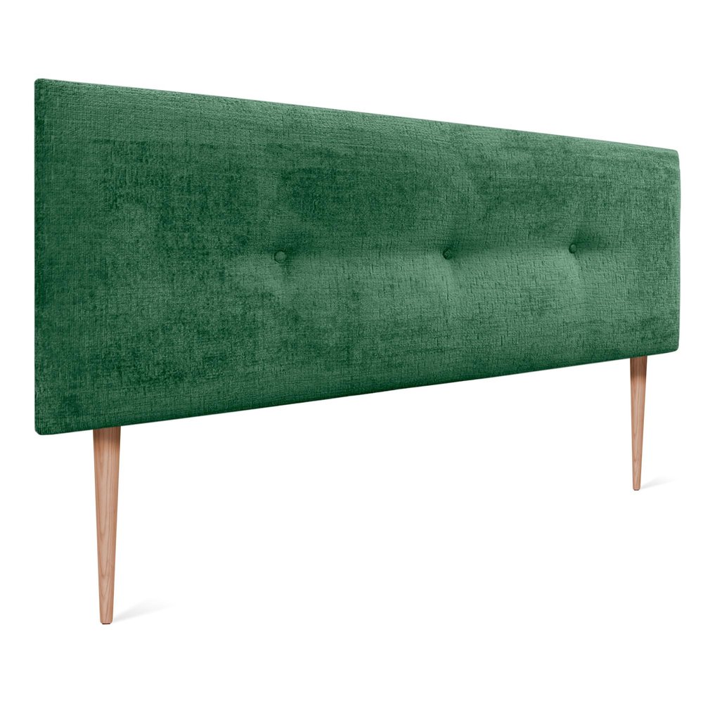 DHOME Upholstered Headboard with Natural Wool Finish and Buttons, Green Wool, 145 x 105 cm (140/135)