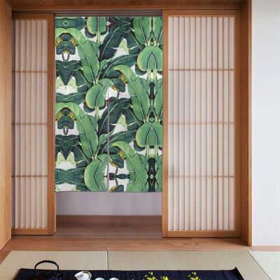 Tropical Banana Palm Leaf Panel Curtains, Room Divider, 34 x 56 in