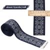 GORGECRAFT 5 Yards 1.9-Inch Vintage Jacquard Ribbon, Ethnic-Style Embroidered Polyester Trim, Navy Blue Diamond Pattern view 2