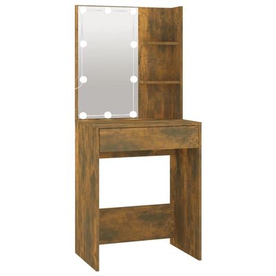 Bussandri Exclusive - LED Vanity Table, Smoked Oak, 60 x 40 x 140 cm