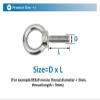 BELLAY 304 Stainless Steel Machine Eye Bolt, M8, 50 mm, 1-Piece view 2