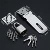 304 Stainless Steel Hasp Lock with Padlock and Screws for Doors, Gates, Cabinets, Chests, and Windows, Silver view 2