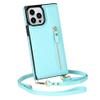 CLLDY Zipper Wallet Lanyard Leather Card Case for iPhone X, Sky Blue view 1