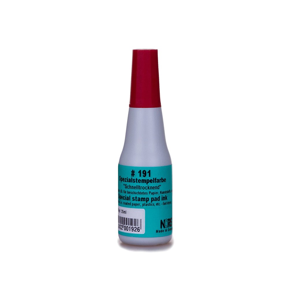 Fast-Drying Universal Stamp Ink - Red - Noris #191, 25 ml