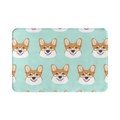 40 x 60 cm Corgi Glasses Mint and Orange Floor Mat