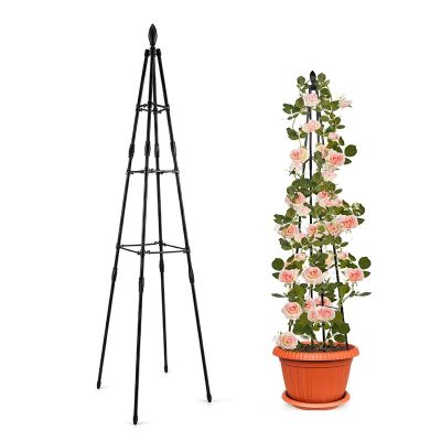 RADAAB Freestanding Obelisk Plant Support Trellis for Roses and Climbing Plants, Weather-Resistant, 120 cm/47 in, Black