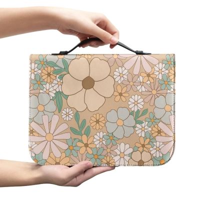SEANATIVE Floral Bible Cover, Bible Holder and Organizer, PU Leather for Women and Girls