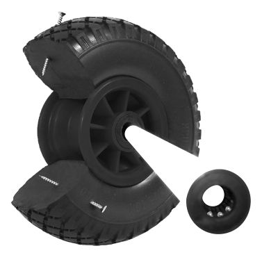 TRUTZHOLM Hand Truck Wheel 260x85 mm Solid PU 3.00-4 Replacement Wheel with Plastic Rim, Black, Centered 75 mm Hub