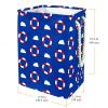 Laundry Basket with Handles, Nautical Blue Lifebuoy, Large, Customizable view 3