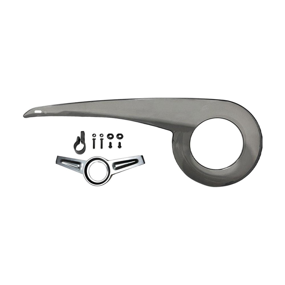 Hellery Bicycle Chain Guard, Durable Lightweight Chain Cover, Silver + Tail Buckle