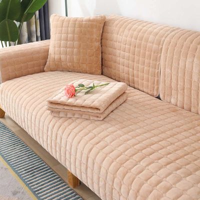 YWQJL Velvet Sofa Cover, Camel, 90 x 90 cm