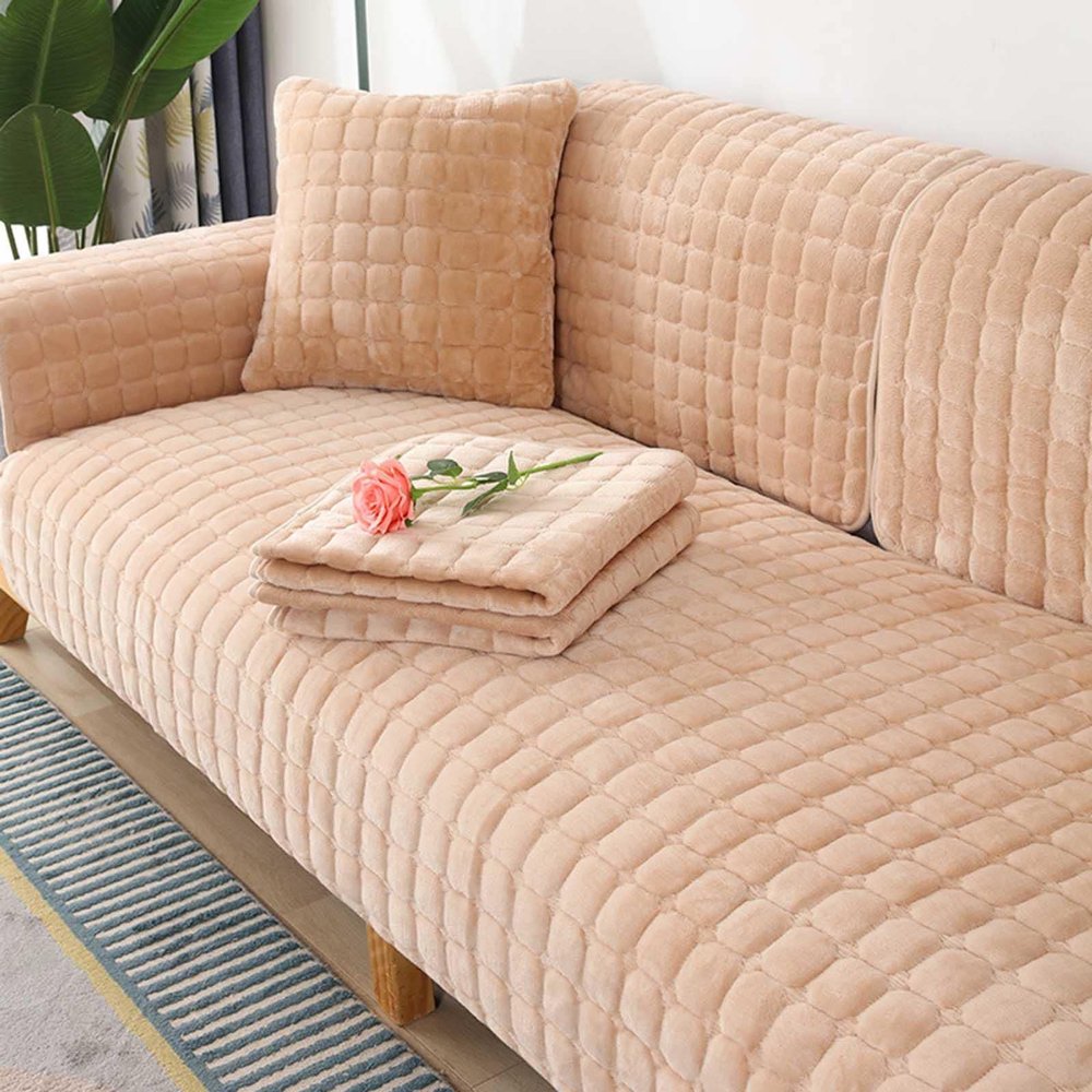 YWQJL Velvet Sofa Cover, Camel, 90 x 90 cm