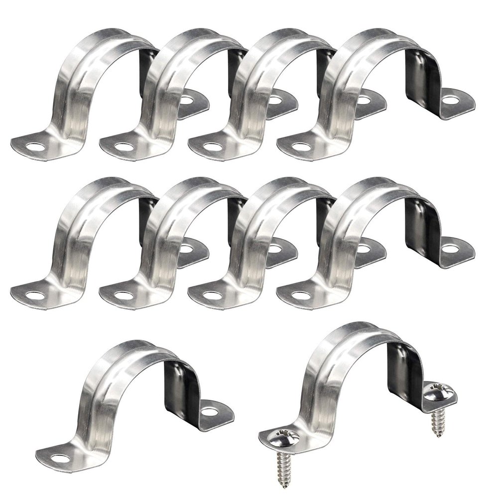 Pratvider 10-Pack Pipe Clamps, Two-Hole U-Brackets for EMT Conduit