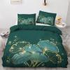 GEDAEUBA Summer Ginkgo Bedding Set, 135 x 200 cm, Dark Green Plant Pattern, Reversible Duvet Cover and Pillowcase view 1