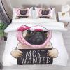 3-Piece Queen Duvet Cover Set, Breathable Tencel Bedding with 2 Pillowcases, Wrinkle-Resistant Pug, Dog and Pig Design view 1